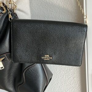 Coach black pebble leather bag and wristlet • NWOT